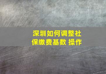 深圳如何调整社保缴费基数 操作